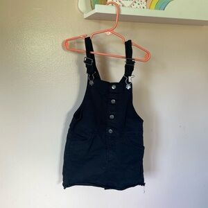 Kids Black Denim Overall Dress
